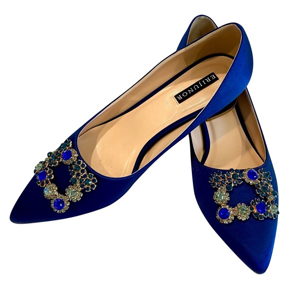 Erijunor - Absolutely Beautiful Formal Dress Shoe w/ Rhinestone Brooch size 10 - Picture 13 of 14